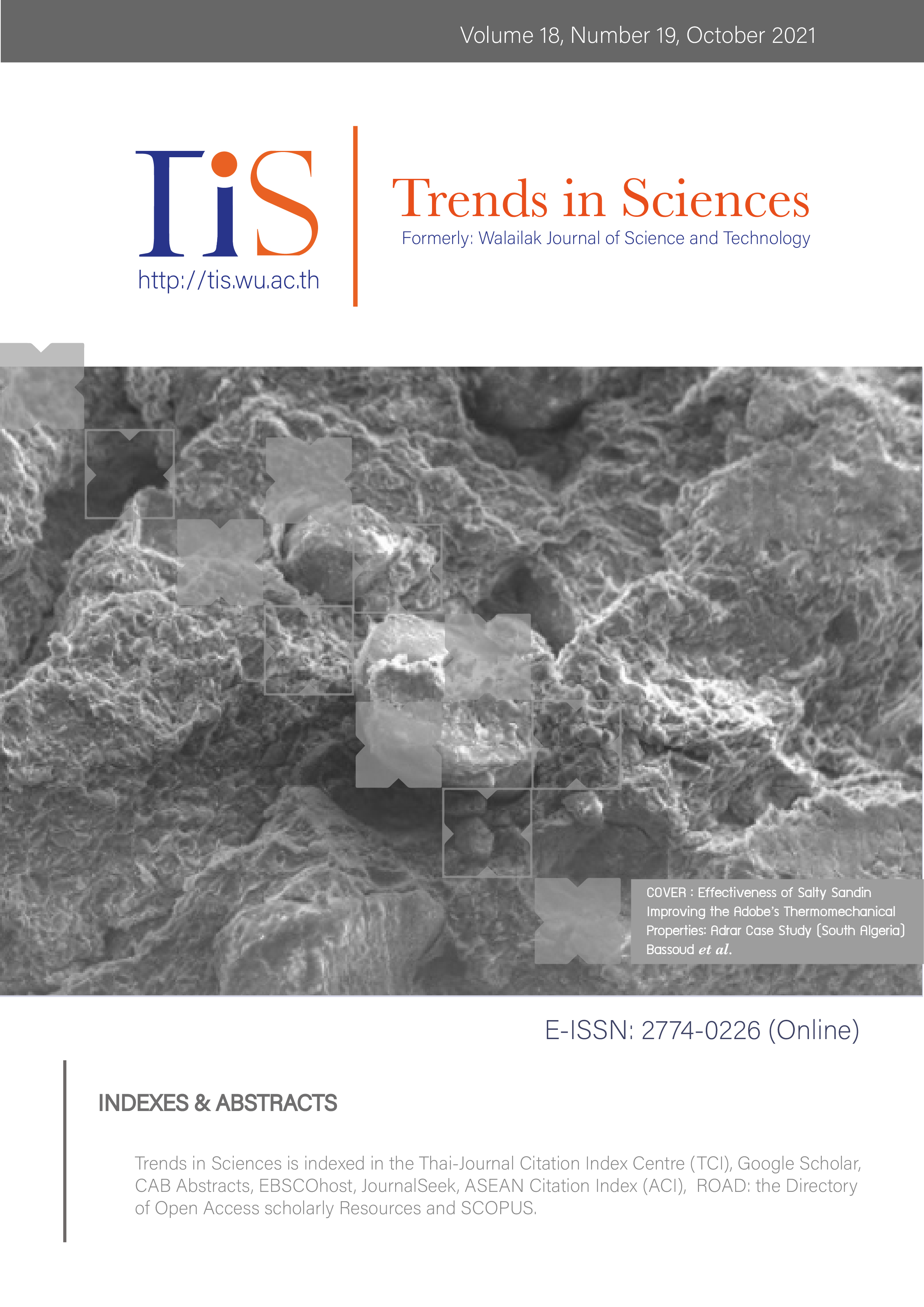 					View Vol. 18 No. 19 (2021): Trends in Sciences, Volume 18, Number 19, 1 October 2021
				