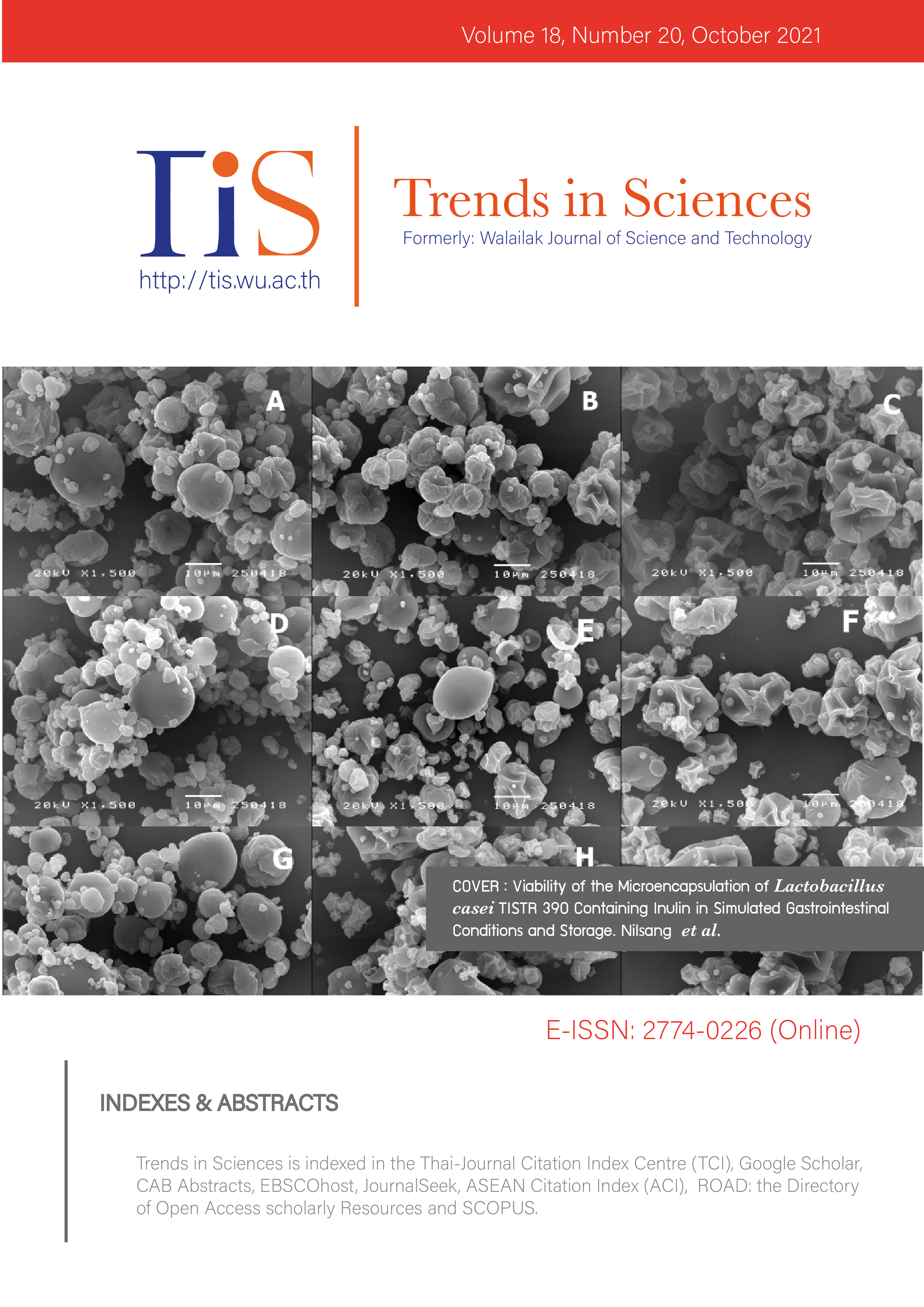 					View Vol. 18 No. 20 (2021): Trends in Sciences, Volume 18, Number 20, 15 October 2021
				