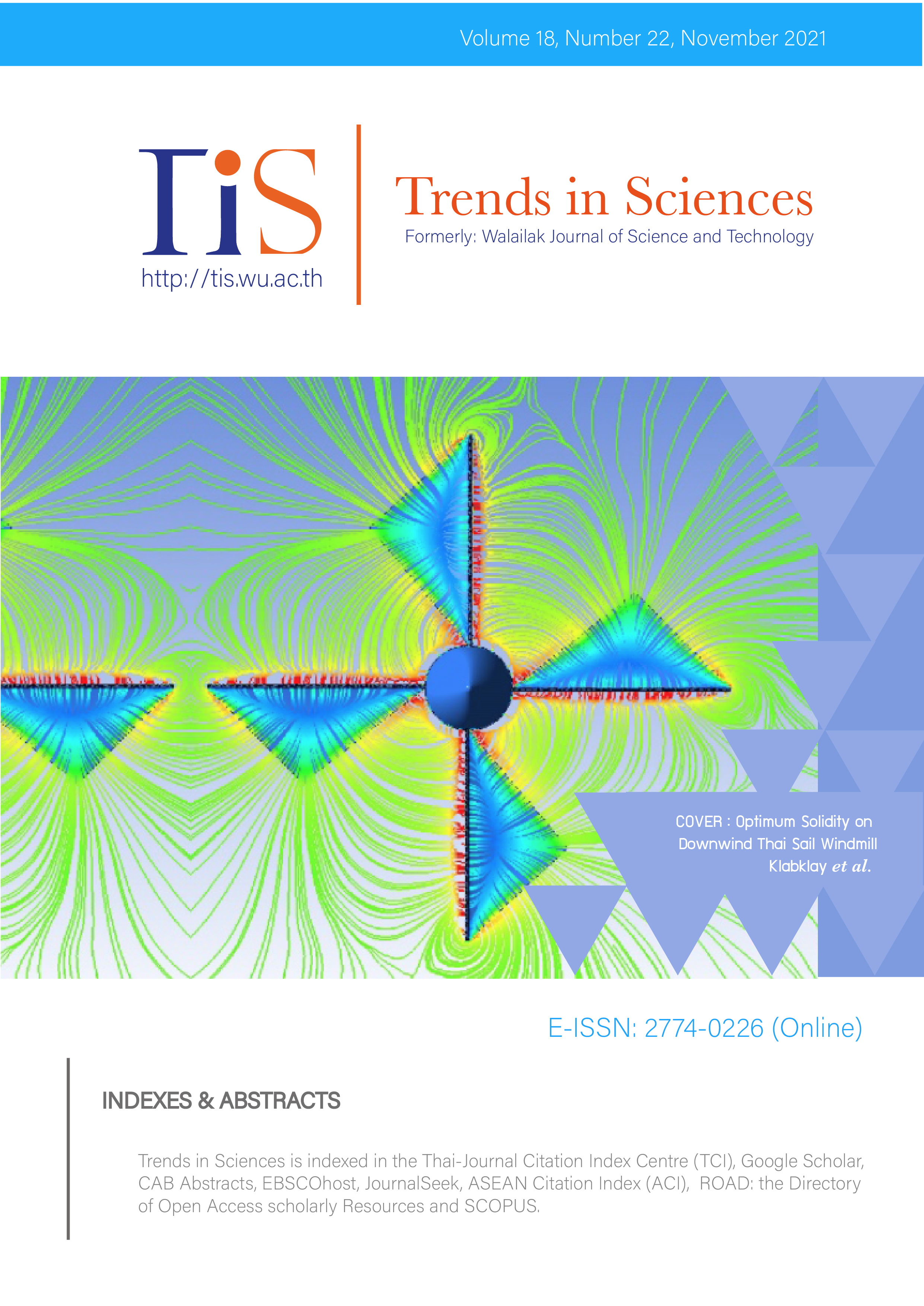 					View Vol. 18 No. 22 (2021): Trends in Sciences, Volume 18, Number 22, 15 November 2021
				